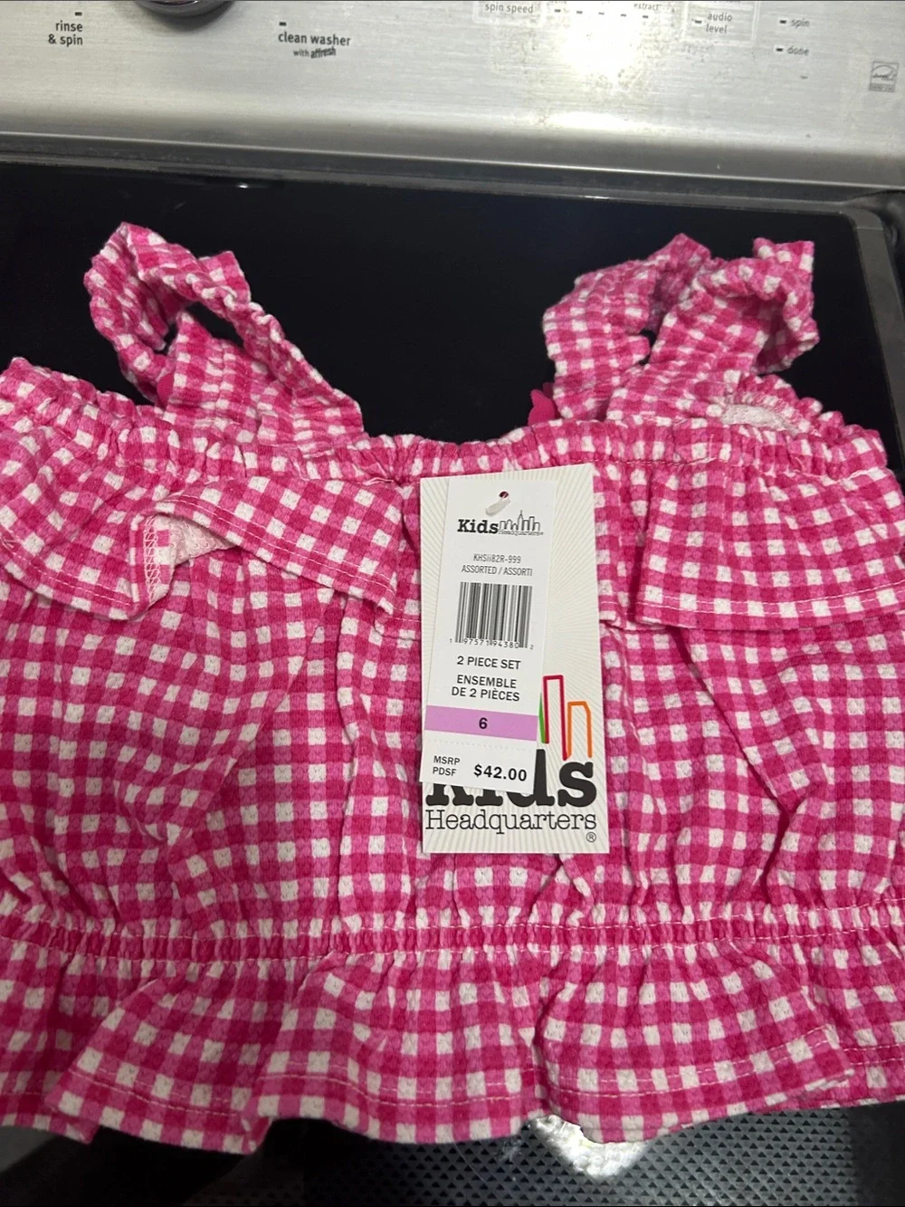 Girls size 6 new nwt Gigham gingham two piece outfit set flowers